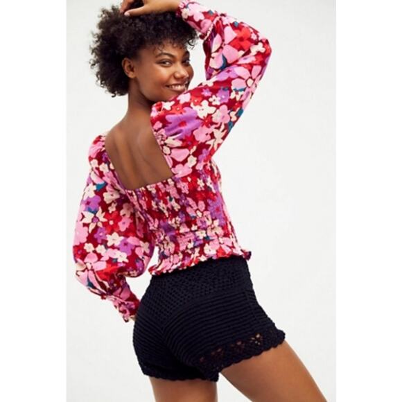 NWT FREE PEOPLE Ariana Floral Cottagecore Printed Top long sleeves cuffed Sz XS - Picture 1 of 12